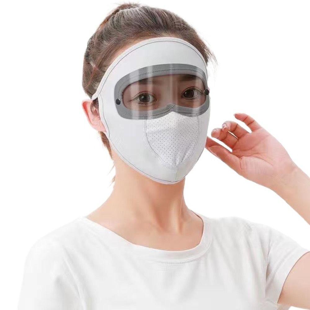 Dustproof Thin Face Mask HD Anti Fog Goggles Sunscreen Hood Stylish Summer Sunscreen Mask  Women