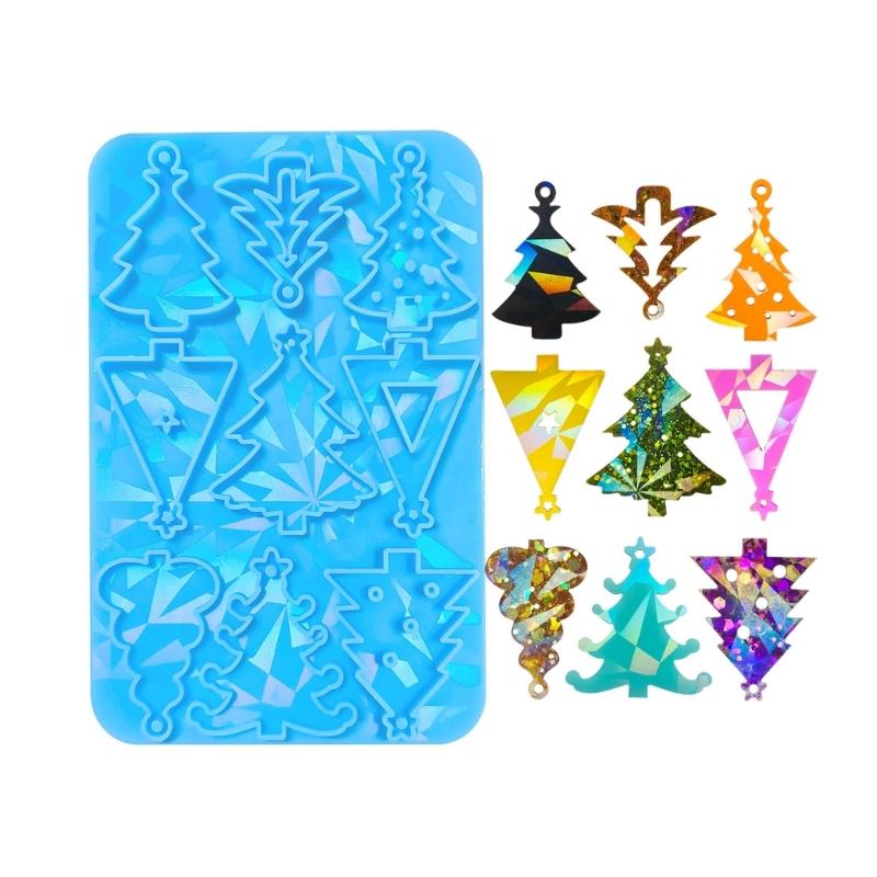 Holiday Decorations Holographic Tree Shape Mold for DIY Earring Keychain Pendant