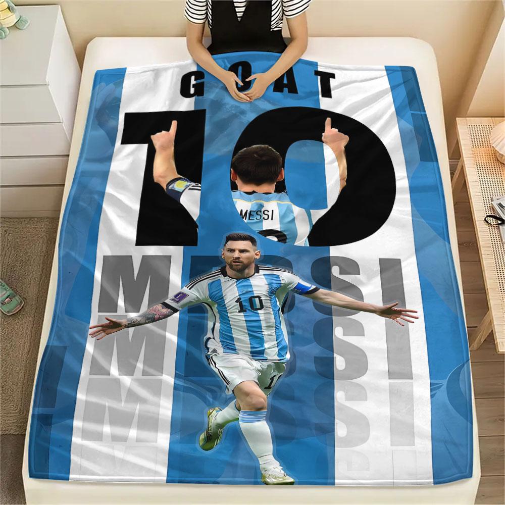 1PC Messi Patterned Flannel Blanket Suitable For All Seasons for Home Decor Warmth and Comfort Gifts Holiday Present