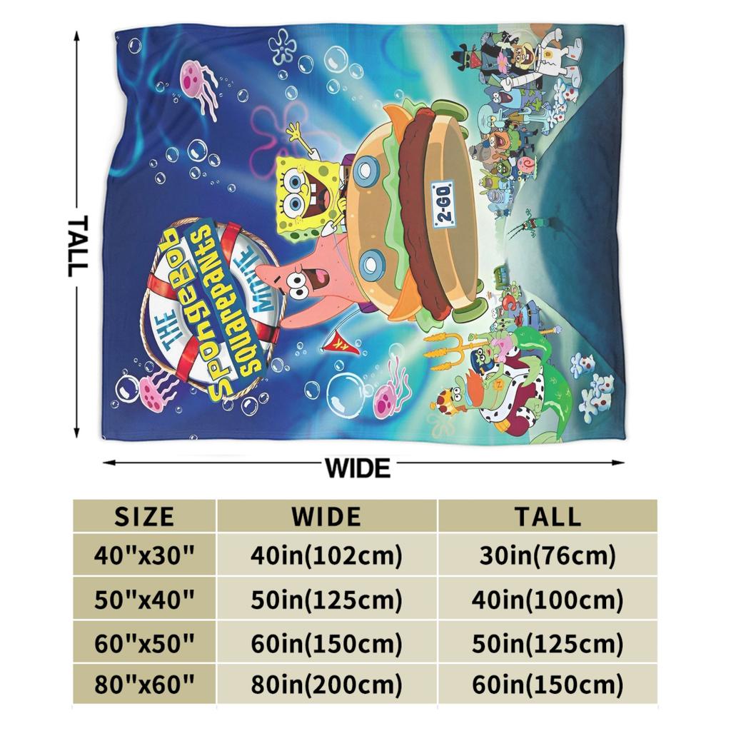 Cartoon SpongeBob SquarePants Film Blankets Flannel Awesome Warm Throw Blanket for Bed Sofa Spring Autumn