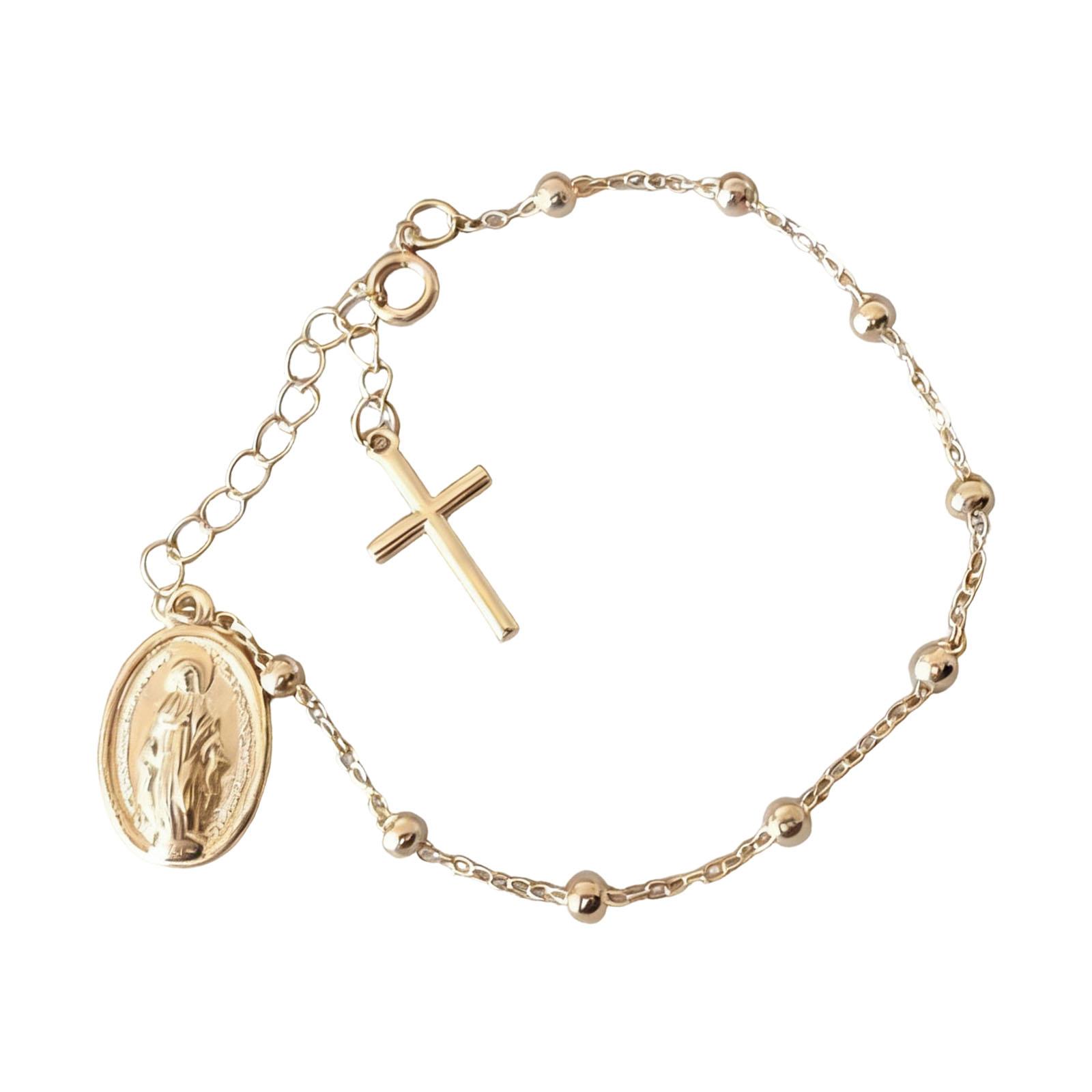 Elegant Adjustable Beaded Crosses Virgin Bracelet For Daily Wear And Gifting