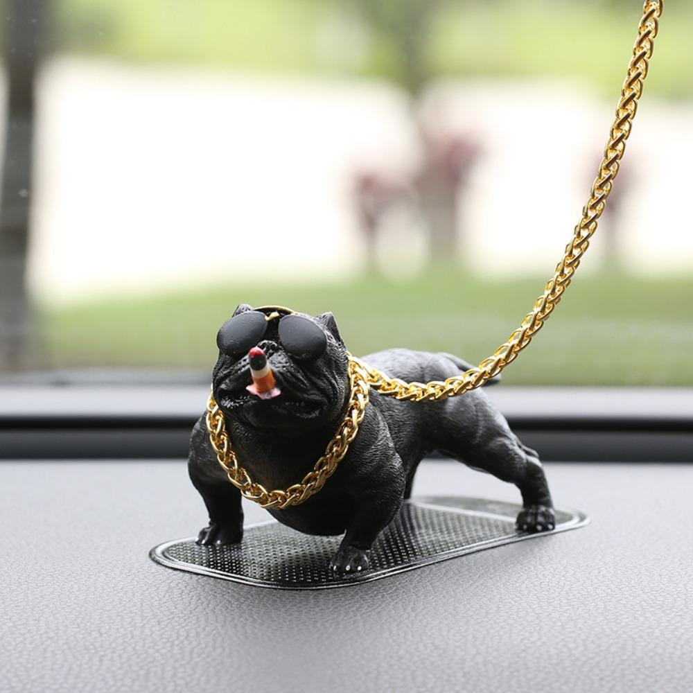 Funny Resin Pitbull Dog Statue Realistic No Base Simulation Dog Wear-resistant Dog Ornaments Car Interior Dashboard Decoration