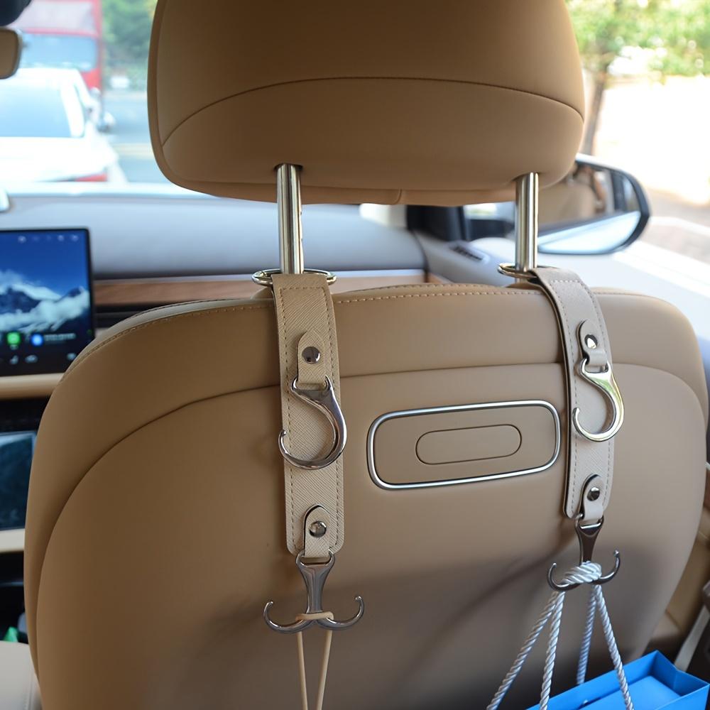 2 PU Leather Car Seat Back Hooks - Multi-functional Car Headrest Hanger, Suitable for Grocery Bags, Coats, Umbrellas, Handbags-car Seat Storage Boxes