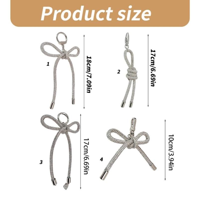 Elegant Rhineston Bowknot Keychain Charm Pendant Stylish Bowknot Backpack Pendant, Handmade Jewelry Gift for Women