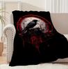 Gothic Raven Pattern Fleece Blanket A Halloween Gift Blanket for Family and Friends Napping Covering Up Camping and Travel