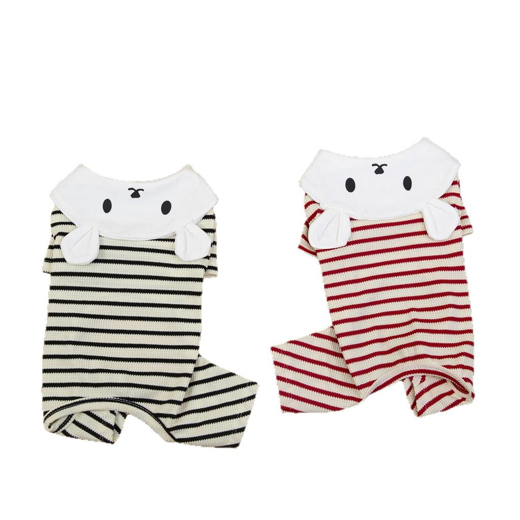 Dog Spring and Autumn Four-legged Stretch Cotton Puppy Pajamas Rabbit Collar Four-legged Home Clothes