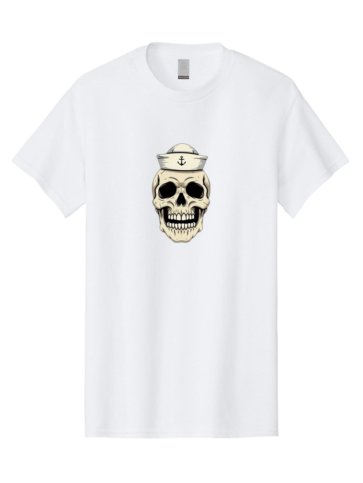 Skull-With-Sailor-Hat-1 Mens Graphic Tee, 100% Cotton, Casual Summer Wear S разноцветный