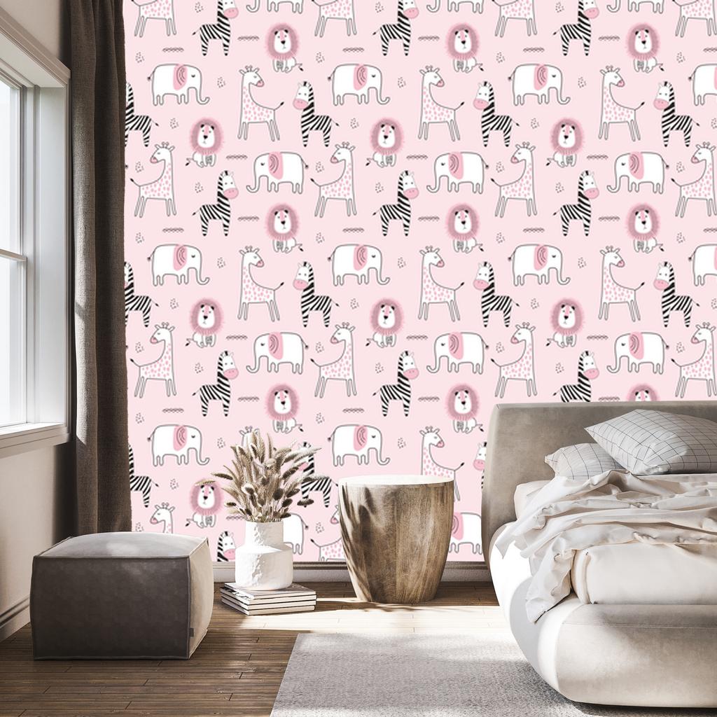 Wallpaper Animals Lions and Giraffes for Living Room and Bedroom 50x1000