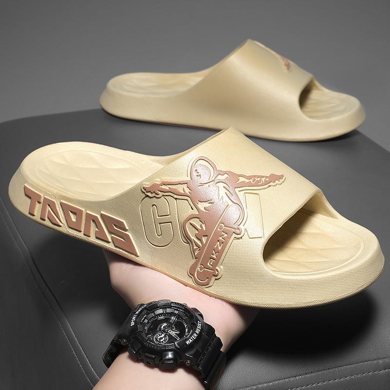 

2025 new men s one-word drag summer wear beach shoes home soft-soled couple cool slippers shoes 44-45 хаки