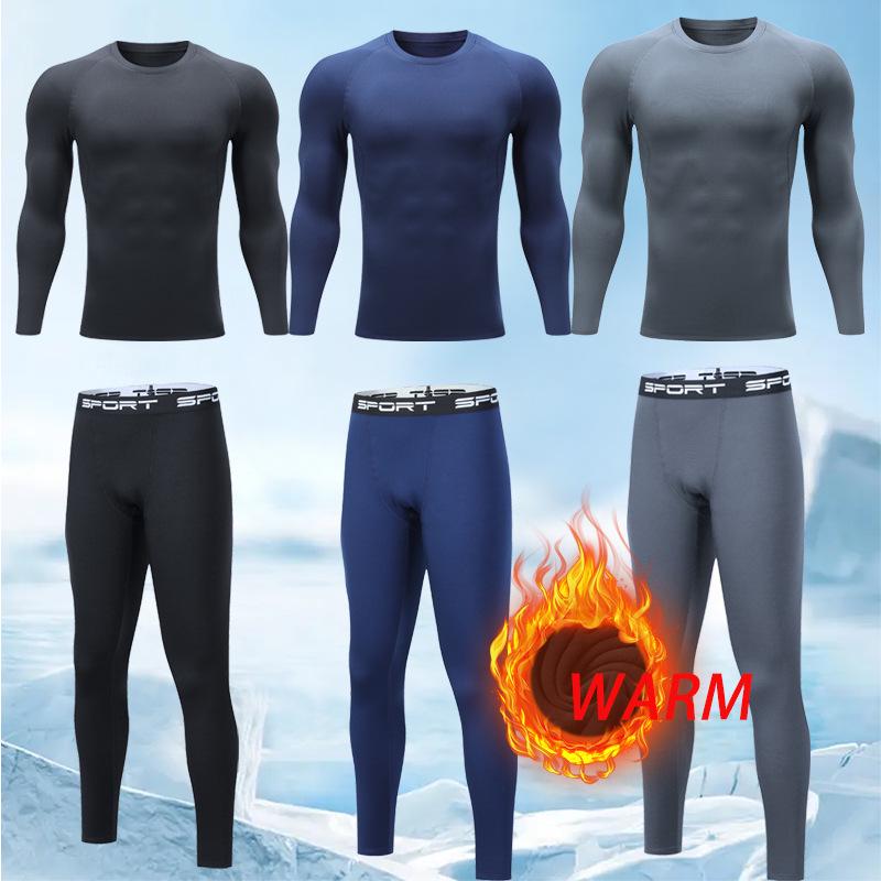 Conjunto de Capa Base Cálida de Secado Rápido para Hombre para Otoño/Invierno - Ideal para Montañismo, Senderismo y Running