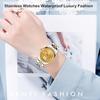 "Classic Women's Analog Quartz Watch Gold Silver Stainless Steel Waterproof Casual Simple Date"