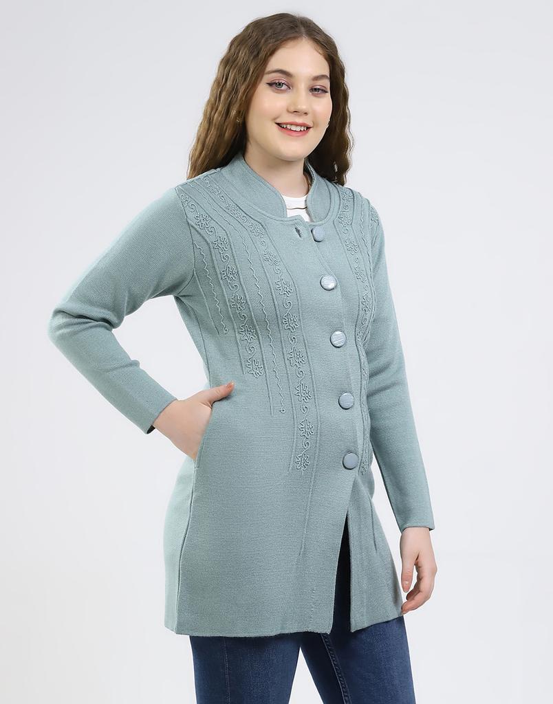 MONTE CARLO Women Round Neck Full Sleeve Knitted Coat