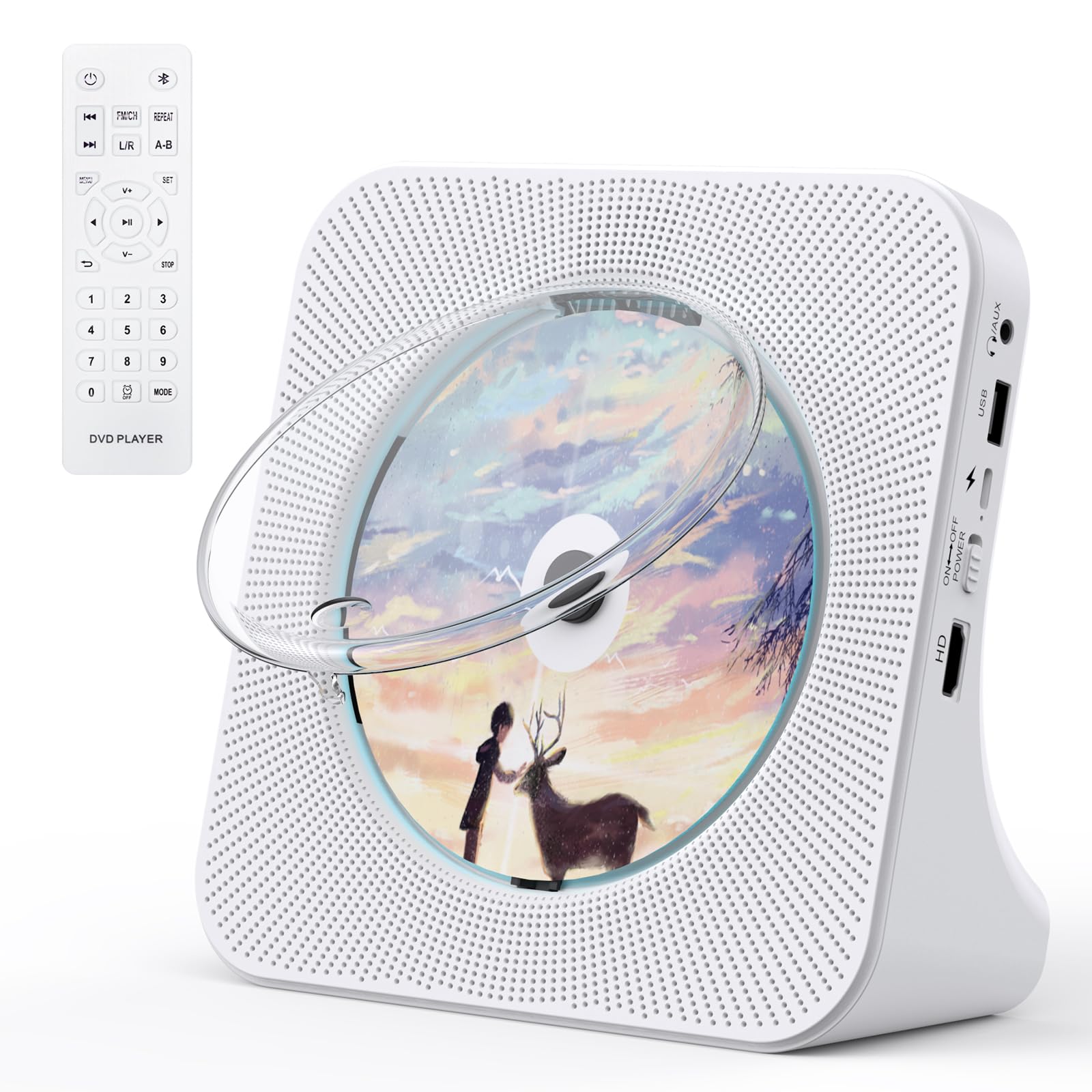 

Gueray Desktop CD Player with USB AUX Timed Off Wide FM PSE Language Music Disaster Japanese Instruction Manual No White Bluetooth, Built-in Speaker, білий