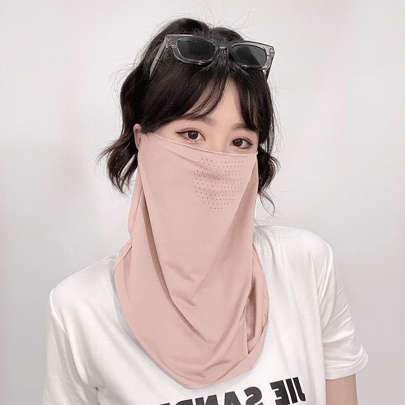 Ice Silk Sunscreen Mask, Female Full Face Uv Protection, Breathable Sunshade, Cycling Neck Protection, Driving Face, Kini Mask