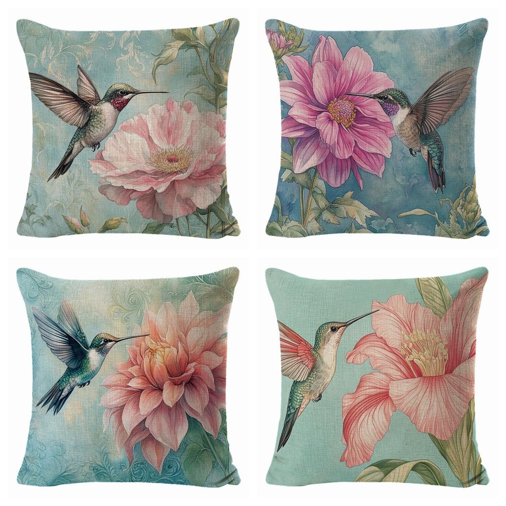 New Spring Plant Flowers and Birds Series Pillow Cover Jit Holiday Decoration Car Cushion Cover