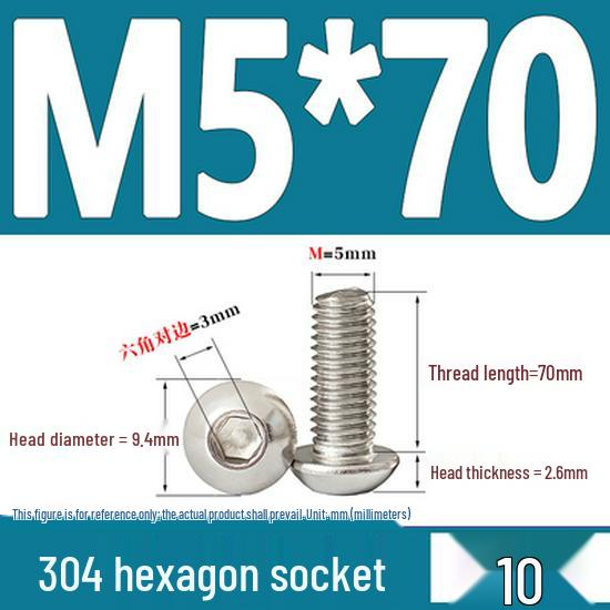 ISO7380 Stainless Steel Hex Drive Dome Head Screws - M2 to M16