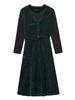 2026 Fall/Winter Elegant Versatile Long-Sleeve Faux Two-Piece Slimming Mid-Length Skirt