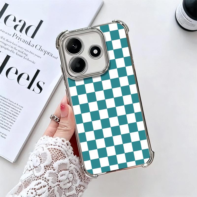 Retro Classic Chess Board Grid Soft Phone Case For Xiaomi Redmi Note 14 15 Pro Plus 13 12 11S 11T 5G 10 9S 9 Plating Anti-Fall F