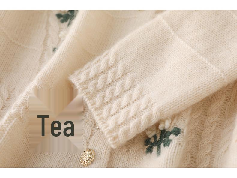 Korean Style High-Design Embroidered Wool Cardigan, Crew Neck, Long Sleeve Knitwear for Spring & Autumn