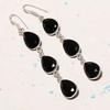 Natural Black Spinel Gemstone 925 Sterling Silver Jewelry Earring 3.15" AE-12906