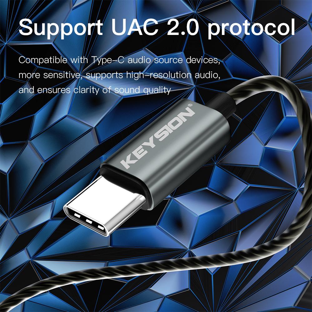 KEYSION EQ Adjustment HiFi DAC USB C In-Ear Earphone 32Bit 384kHz Hardware Decoding Heaphone Type-C Phone Wired Headset with Mic