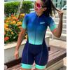 Mono de Triatlón de Manga Corta para Mujer Verano 2026 Color Azul Sólido Ropa Deportiva de Ciclismo