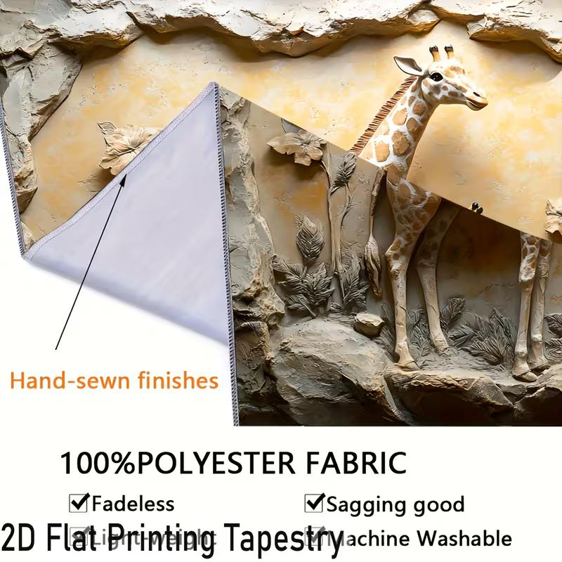 Large 2D Giraffe Backdrop Realistic Embossed Wildlife Photography Background Cloth for Room Decor