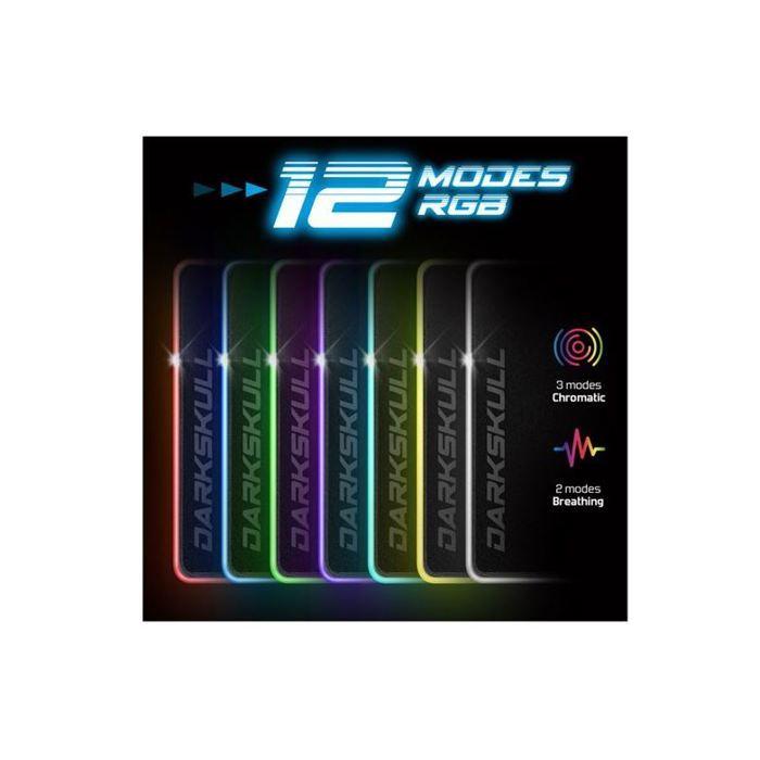 Tapis de Souris Gamer - DARSKULL - XXXL RGB - 12 Modes de Rétroéclairage - Hub 4 Ports USB - Antidérapant