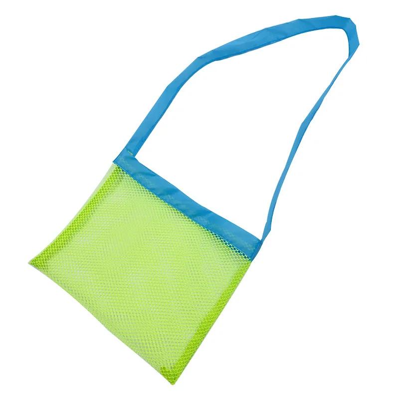 Mesh Beach Bag for Kids Toy Organizer Net Zipper Adjustable Shoulder Strap Storage Pouch Child Shell Collecting Bag Round Bucket