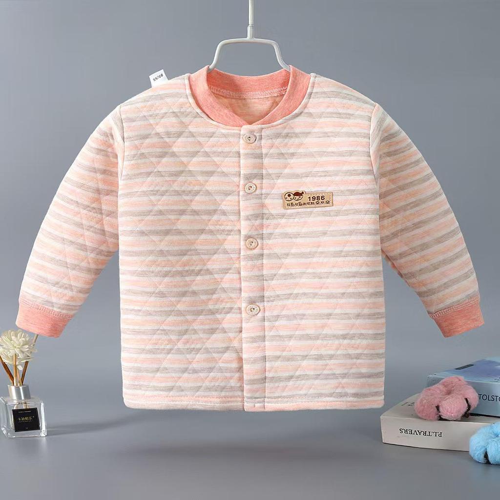Neuer Unisex-Baby-Cardigan mit Polsterung und langen Ärmeln - Dreilagiges warmes Oberteil für Frühling, Herbst und Winter