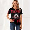 Women's Casual V Neck Short Sleeve Button T Shirt Halloween Themed Graphic Print Top Fashionable Comfortable Fit