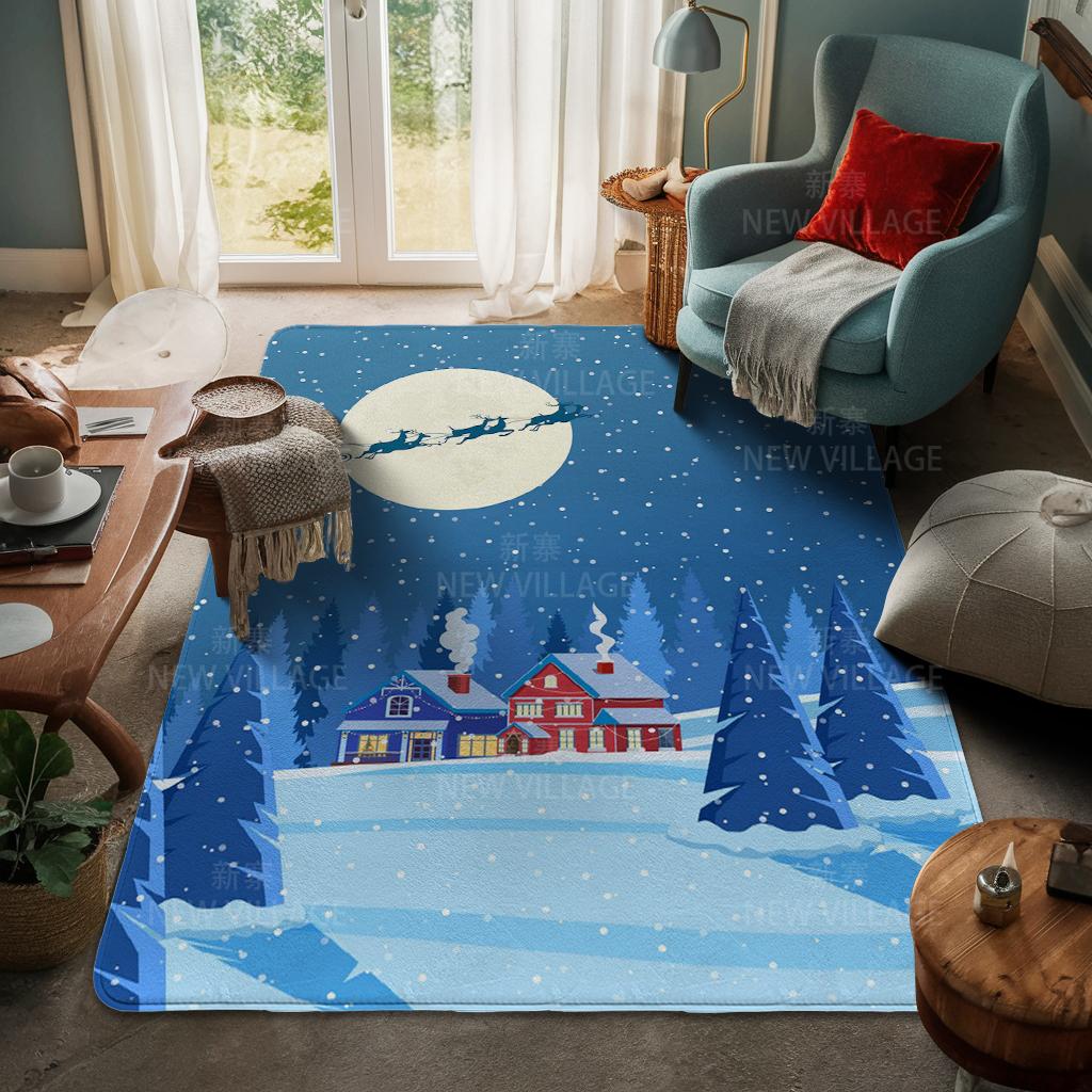 House Entrance Carpet Home Door Mat Living Room Bath Foot Bathroom Non-slip Water Absorption Rugs Bath Merry Christmas Winter
