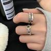 Vintage Inspired Double Layer Hollow Design Adjustable Ring For Women Chic Fashion Jewelry