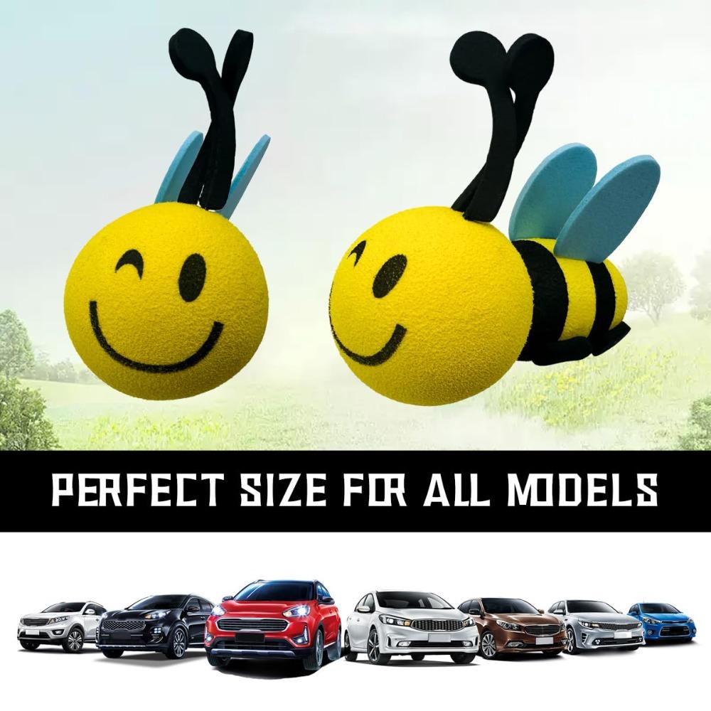 Happy Face Honey Bee Car Antenna Toppers Cartoon Car Antenna Decorations Car Bat Antenna Toppers