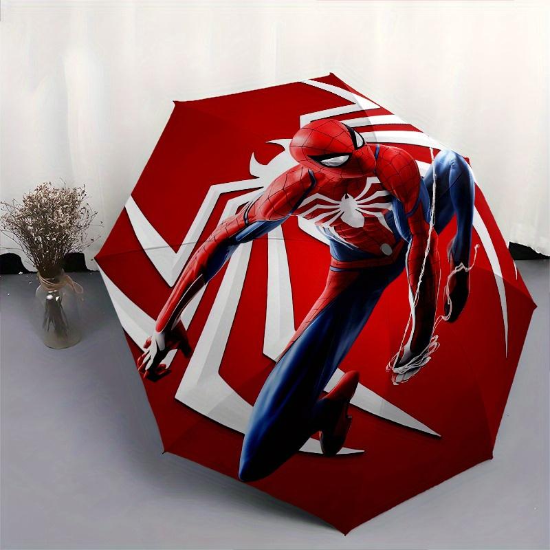Spider Man Automatic Opening and Closing Umbrella 8 Ribs Windproof Portable Folding Umbrella with Plastic Handle, Suitable for Casual and