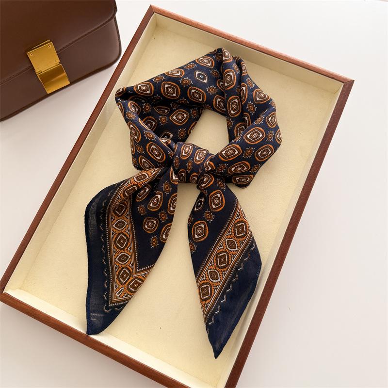 Vintage British geometric imitation velvet herringbone pattern cotton and linen small square scarf silk scarf headscarf shawl decorative scarf scarf