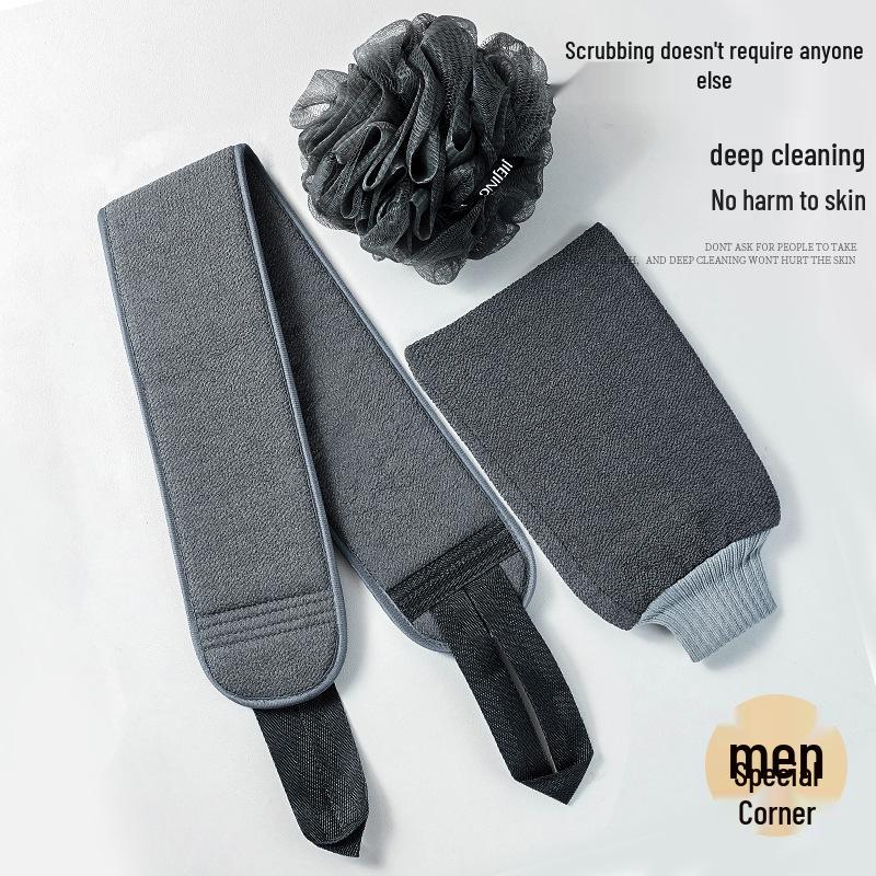 Herren Peeling-Handtuch-Set - 3-teiliger Rückenwäscher & Badekugel