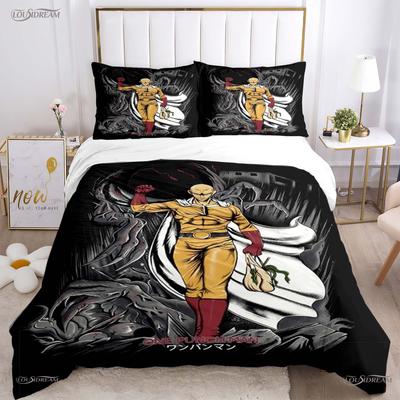 Doppelbett One Punch Man Ganzjahres-Bettbezug Bettdecke Bettwäsche-Set Weicher Steppdeckenbezug und Kissenbezüge Jugendliche Einzel-/Doppel-/Queen-/King-Size