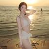 Women's Bikini Four-piece Split Swimsuit Women's High-end New Pure Desire Wind Seaside Vacation Swimsuit Long Sleeves