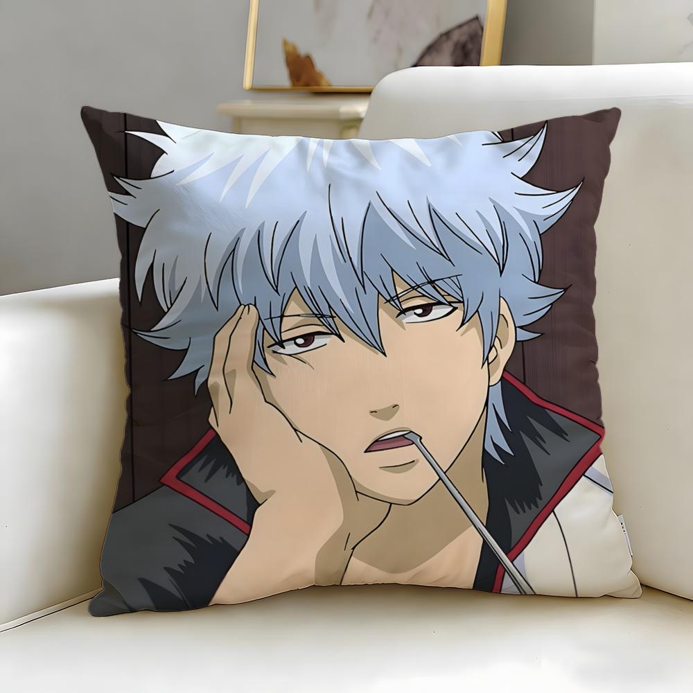 classic anime Gintama Cushion Cover Soft  EasyWash Pillow Case  Versatile for Couch Bed Travel and Office