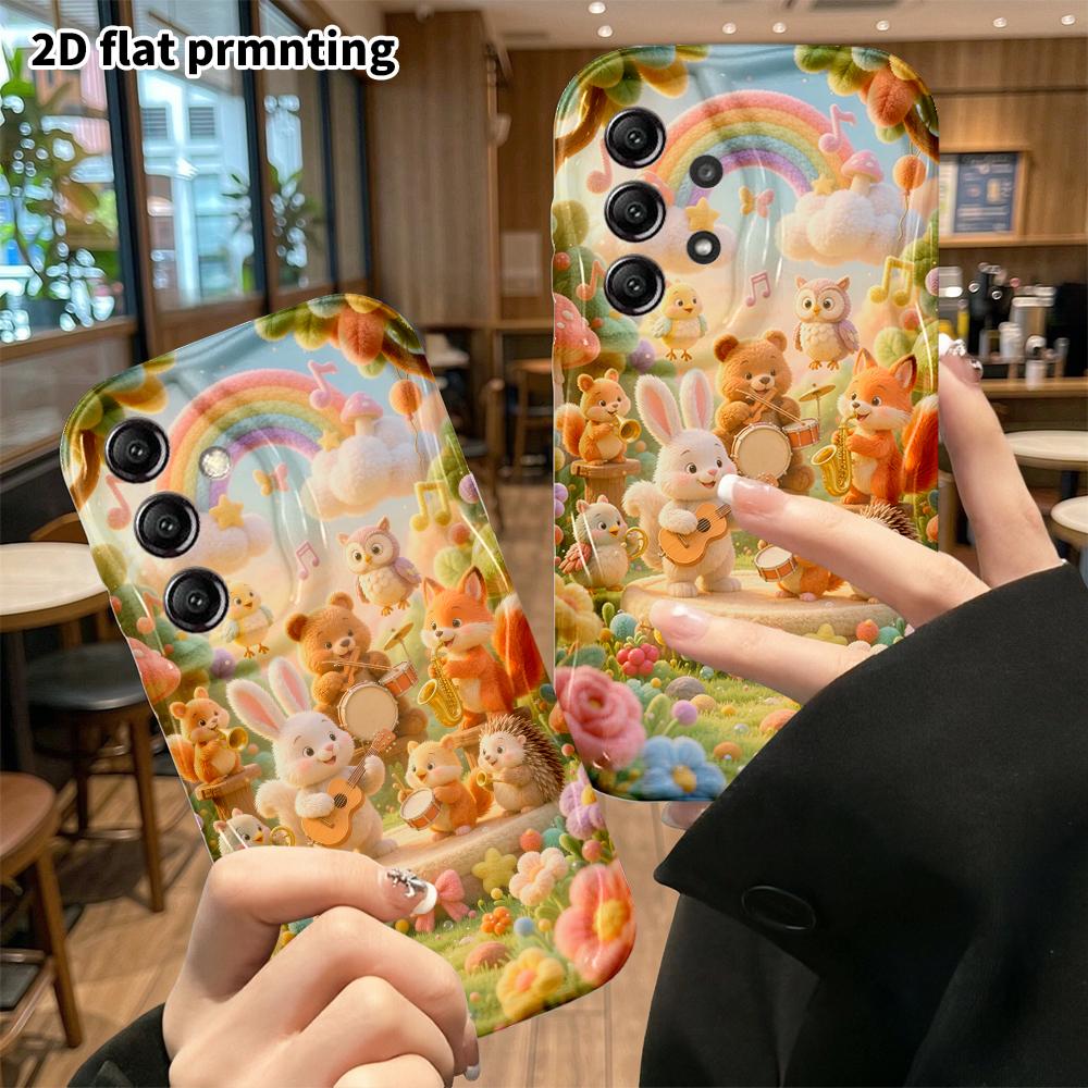 Phone case: 2D flat, suitable for Samsung Galaxy A34 A35 M05 M06 S20 S22 S21 FE Plus 5G, animal concert, perfect Christmas and Halloween holiday gift