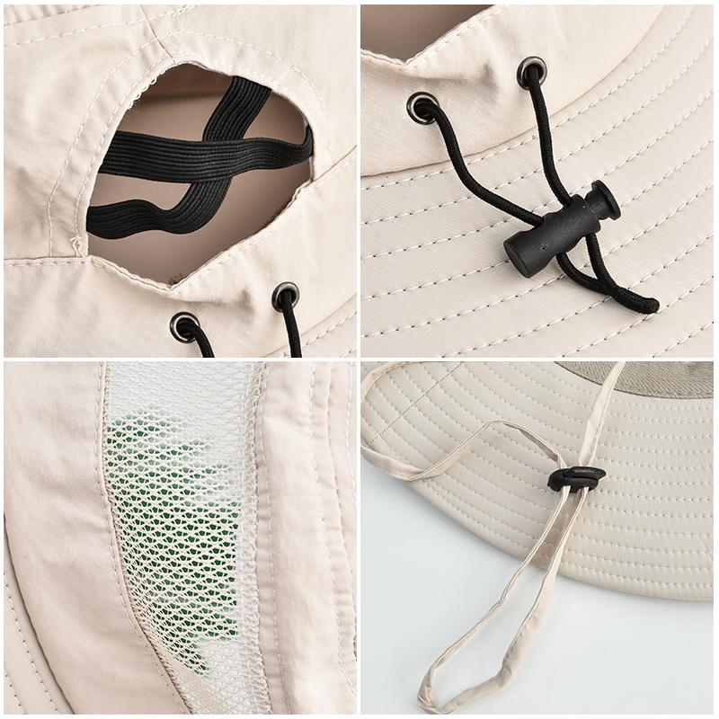 Unisex Breathable Mesh Panel Bucket Hat, Spring Summer UV Protection Sun Hat, Lightweight Outdoor Cap for Work Travel Hiking