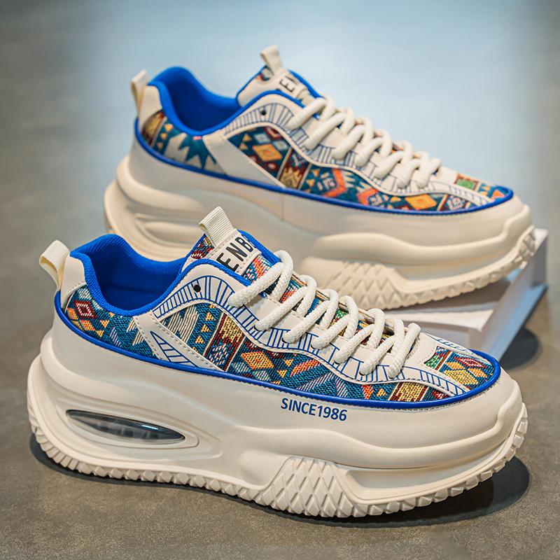 

2025 New Shoes for Men Chunky Sneaker Thick-soled Casual Sport Shoes Street Trend Height Increasing Platform Shoes 46 синий