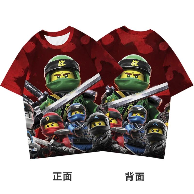 2025 MINISO Ninjago TShirt Cartoon Anime Printing Boys and Girls T-shirt In Summer New Style Street Trends Children's Clothing Short Sleeve