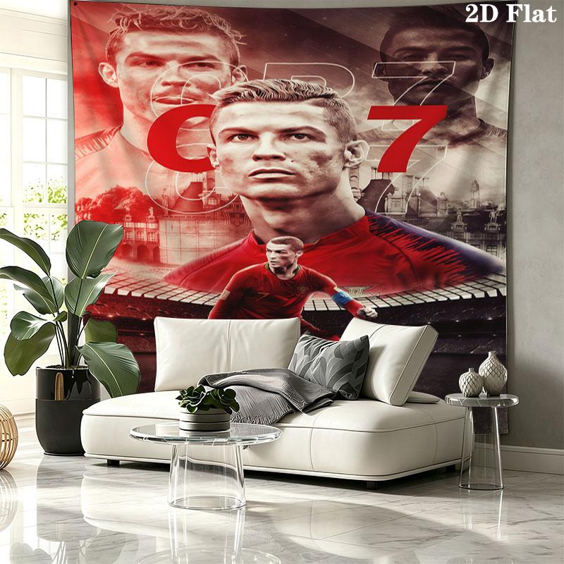 CR7 Cristiano Ronaldo Wall Tapestry Aesthetic Wall Hanging Printed Fabric Blanket Decorative Tapestries for Bedroom Living Room Home Decor
