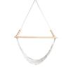 Solid Wood Wall Hanging Shelf Macrame Cotton Cord Net Basket Storage Shelf  for Home Decor