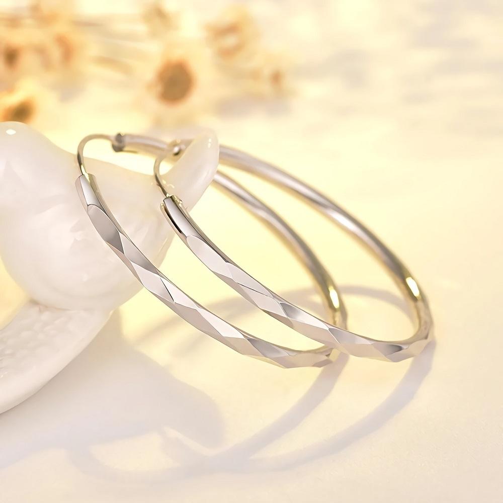 925 Sterling Silver 50MM Big Circle Hoop Earrings for Women Charms Party Wedding Jewelry Gift