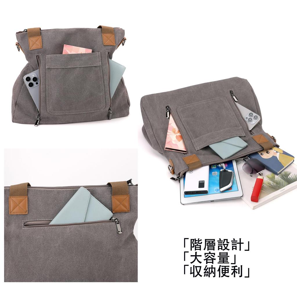 [LKIYUW] Canvas Tote Bag, Crossbody Bag, A4 Size, Large Capacity, Canvas Shoulder Bag, Solid Color, Unisex, Perfect for Commuting and School, Black