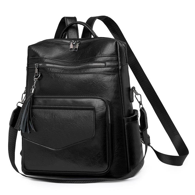 Женская сумка Ретро и Модный рюкзак Женская сумка с кисточкой Сумка через плечо чёрный