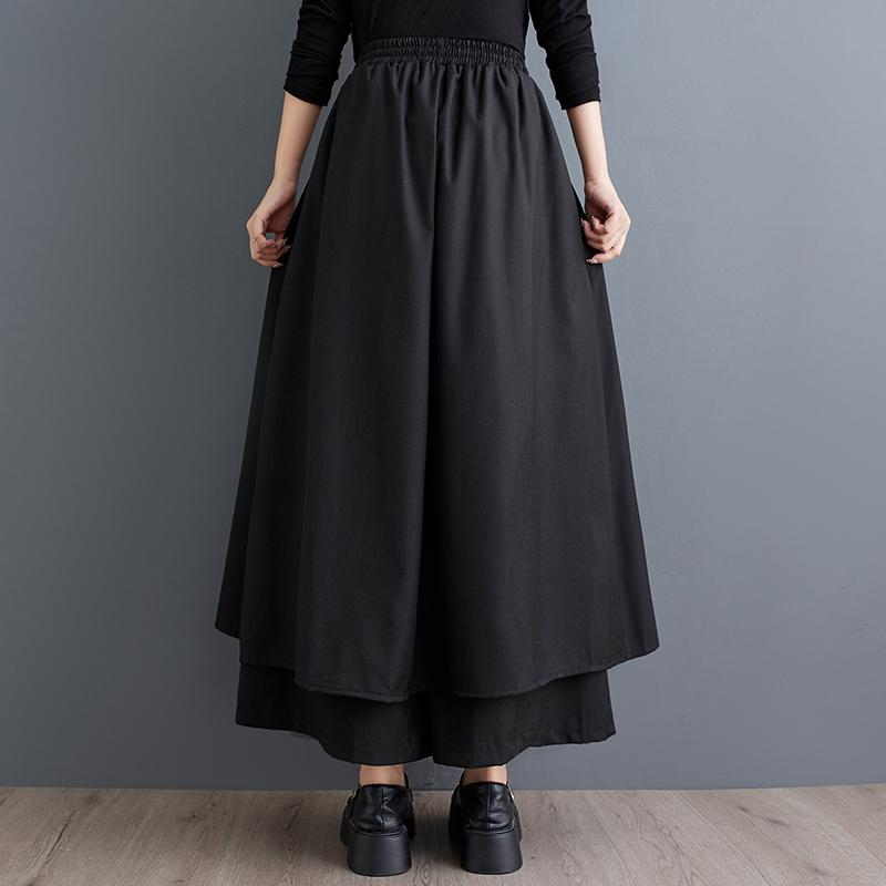 Dimanaf Spring Plus Size Women Wide Leg Pants High Waist Basic Pants Elastic Loose Casual Trousers Black Pants